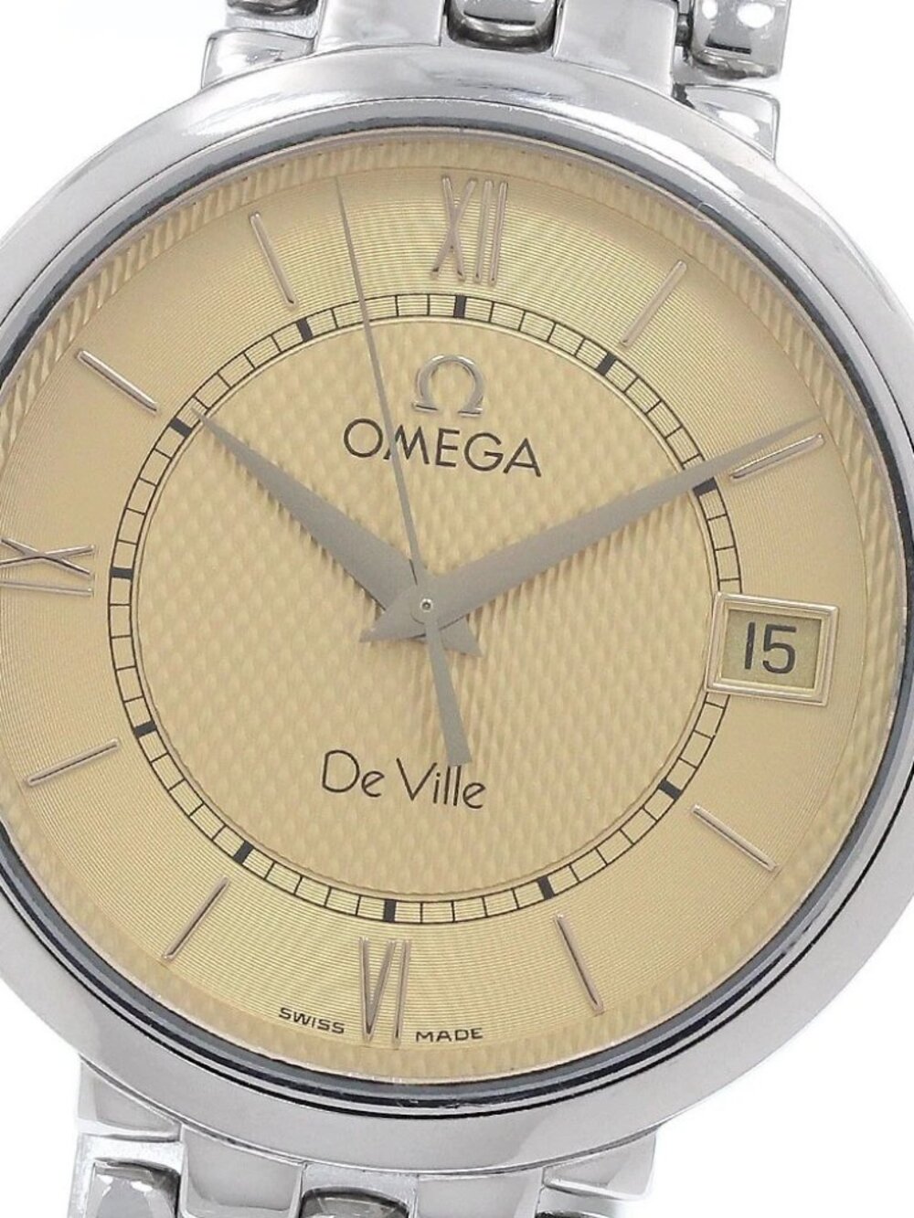 OMEGA De Ville Date Round Gold Dial Quartz Men's Watch